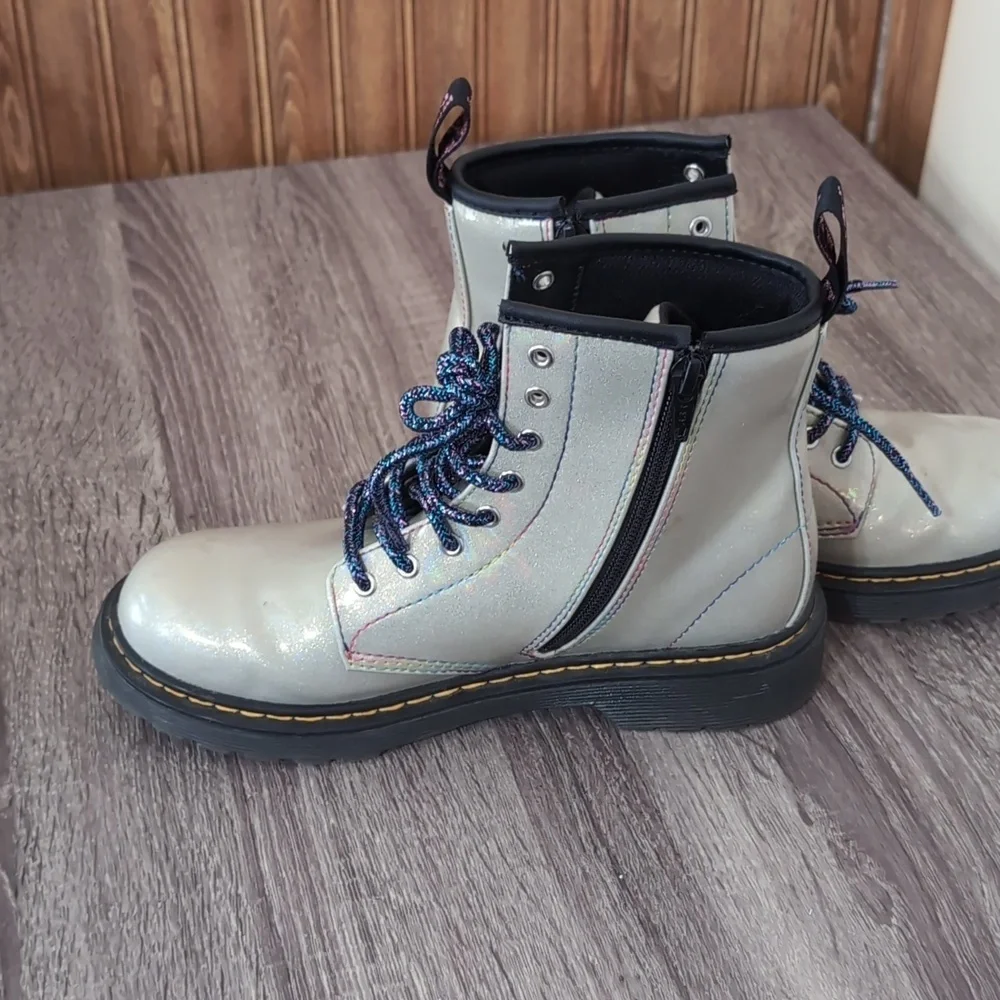 Dr Martens 1460 Sparkle Rays Silver Glitter Combat Boot Size Women's 4M